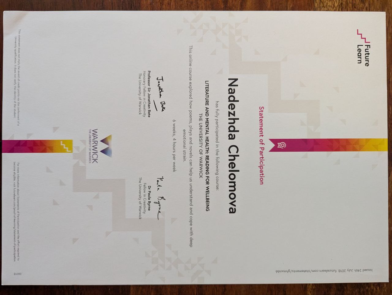 Сертификат FutureLearn